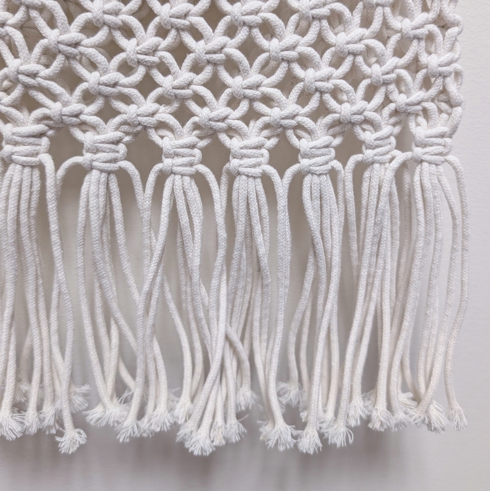Bohemian Macrame Fringe Shoulder Bag White Cream - Picture 6 of 9